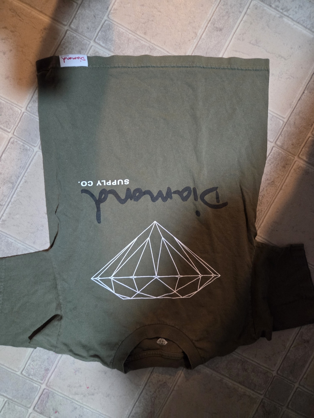 Diamond Supply Co. Olive Green Short Sleeve Tee with White Diamond Logo